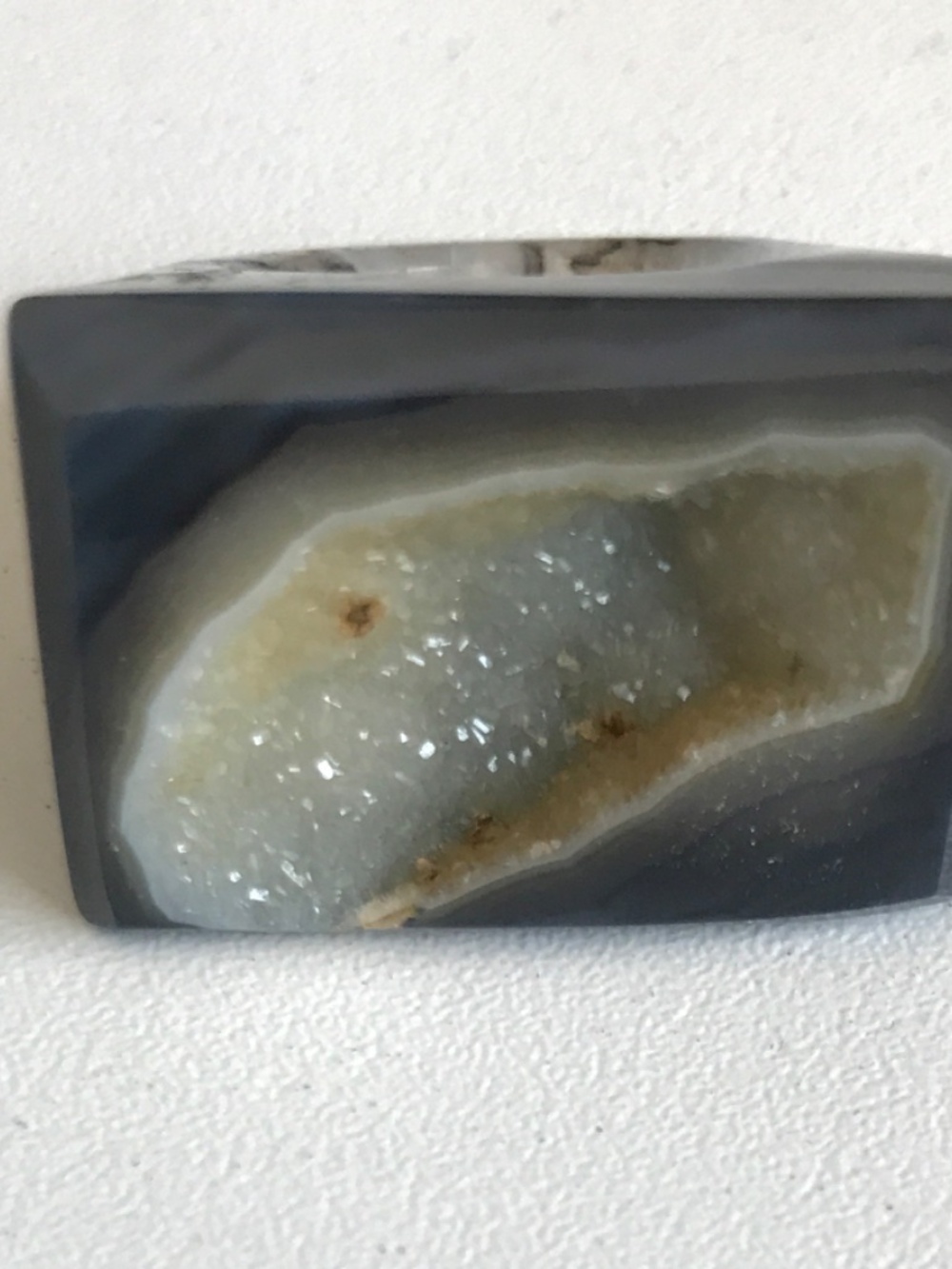 New Polished Agate Geode w/Druzy Interior Statement Ring -SZ 6.5